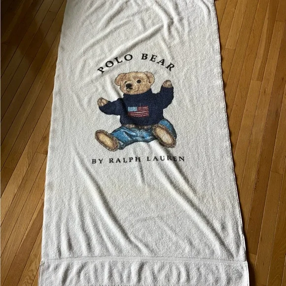 Polo Bear Ralph Lauren Oversize Beach Towel Vintage - Picture 1 of 6